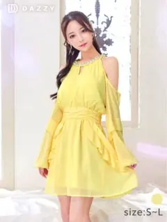 DAZZYS イエロー 長袖ドレス
