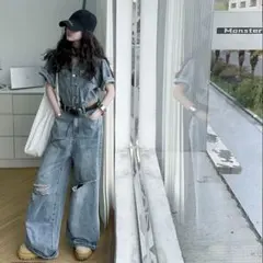 デニムジャンプスーツ✨春夏コーデに最適♡普段着・女子会にぴったり