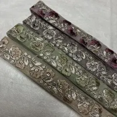 選べる１本　約2m インド刺しゅうチュールリボン花柄 スパンコール付き