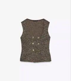 ZARA ボタンテクスチャージャガードトップス