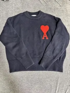 【XS】AMI PARISハート刺繍 ネイビーニットセーターのサムネイル