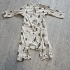 ストライプ柄 クマプリント ロンパース 80-90 ジェラートピケ ジェラピケ