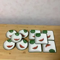 スイカ　角皿　丸皿　小皿　各5枚　計10枚