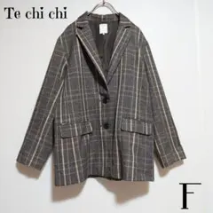 美品★ テチチ　テーラード　ジャケット　F　グレンチェック　ミドル丈