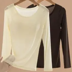 カップ付き インナー 長袖 ブラトップ 2枚セット