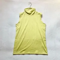 【スクロール】タートルネックトップス（L）ノースリーブ カットソー 綿混 無地