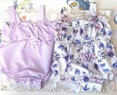 SALE!!新品☆無地＆花柄☆ベビーロンパース２枚セット☆新生児~70cm