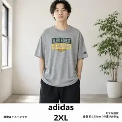 adidas 2XL クルーネック Tシャツ グレー チームロゴ ビッグサイズ