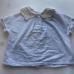 cottoli 水色と白のストライプ　シャツ