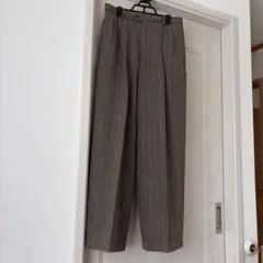 美品！UNIQLOブラウン ヘリンボーンツイード ワイドパンツ　Ｌサイズ