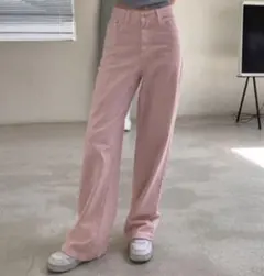 by muni:r ストレートワイドコットンカラーパンツ