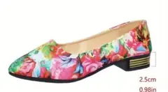 24.5センチ花柄フラットシューズ 2.5cmヒール、
