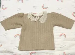 Aosta ベージュ リブ編みニットセーター S