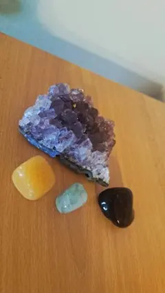 天然石4点セット アメジストクラスター＋モリオン＋アベンチュリン＋アラゴナイト