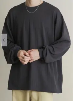 新品　ライトワッフルクルーネックロングTシャツ