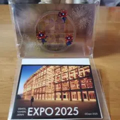 新品未開封EXPO2025 ミャクミャクと花火 四角マグネットリングとステッカー