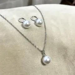 パール ネックレス　ピアス　2点セット ブライダル　アクセサリーセット