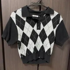 INGNI アーガイル柄 ポロニット 半袖