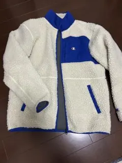 Champion フリースジャケット LARGE ホワイト・ブルー