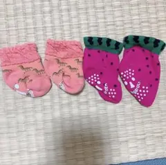 動物柄フリル付きベビー靴下2足セット