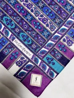YVES SAINT LAURENT 花柄ハンカチ 約47cm x 47cm
