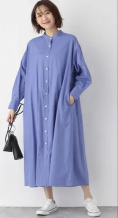 GLOBAL WORK イージーケア　羽織りシャツワンピース　ブルー　M