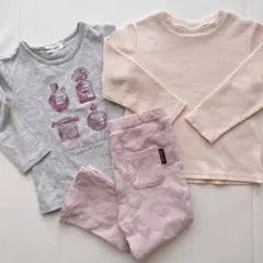 petit main 長袖Tシャツ2枚　パンツ　セット　90