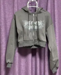 グレー クロップドパーカー