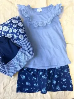 anyFAM キッズ セットアップ 100cm 花柄 ブルーのサムネイル