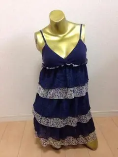 【1467】HONEY CREEPER フリル ワンピース M ネイビー