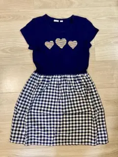 GAP KIDS 半袖ワンピース ネイビー チェック柄 130