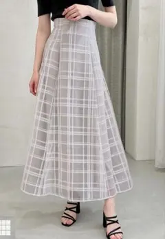 GRL グレイル チェック柄シアーフレアスカート[tu1082]のサムネイル