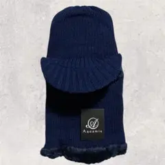 防寒 フェイスマスク付き ニット帽 ネイビー 裏ボア バラクラバ