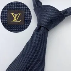 美品✨ 路易威登 領帶 藏青色 LV滿版圖案 100%絲綢 意大利製造