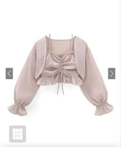 GRL シアーボレロメリボンフリルキャミソールアンサンブル［dk1402］ピンク