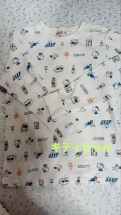 ハローキティ ワッフル生地 パジャマ上下セット 長袖