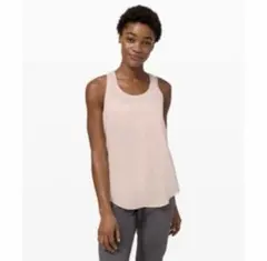 ルルレモン　タンクトップ ピンク ホワイト バックオープン