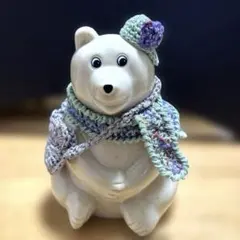 【匿名配送】しろくま貯金箱 グリーンマフラーとクマバッグ　おまけ付き