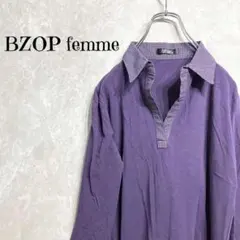a0198【BZOP FEMME】トップス 襟付き長袖シャツ M パープルのサムネイル