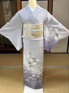 美品 正絹単衣 染め分け訪問着 新品未使用 輪奈織袋帯セット 裄69 L