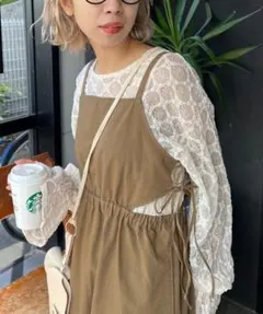 サイドリボンカットアウトキャミワンピース