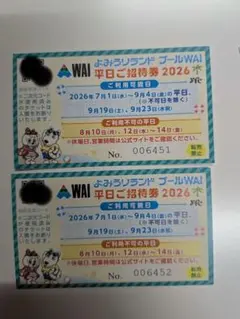 よみうりランド プールWAI 平日ご招待券 2枚セット - メルカリ