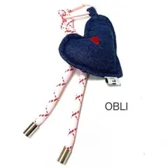 OBLI オブリ　ハート型バッグチャーム　ネイビーピンク　ノベルティ
