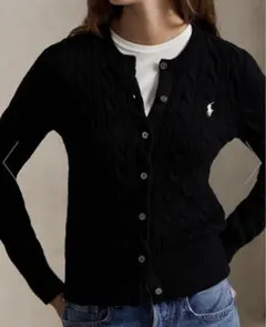 ポロラルフローレン　ケーブルニット コットン クルーネック カーディガン