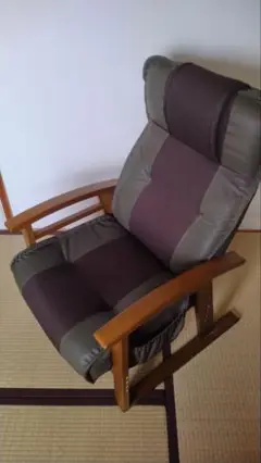 リクライニング椅子 ダークグレーとブラウン