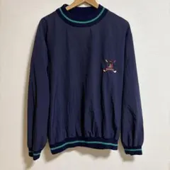 90s IZOD 刺繍ナイロントレーナー ナス紺 ネイビー Golf つ