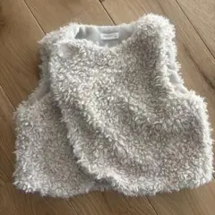 クリーム色 フリース ベビーベスト L