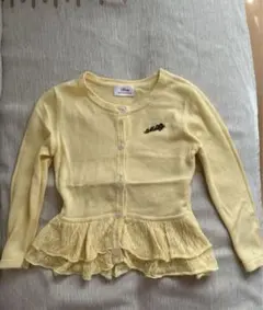 Disney イエロー フリル付きカーディガン 100cm 女の子 キッズ