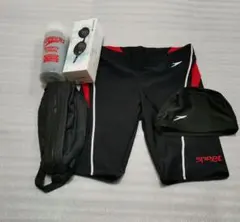 speedo 水着４点セット ブラック/レッド