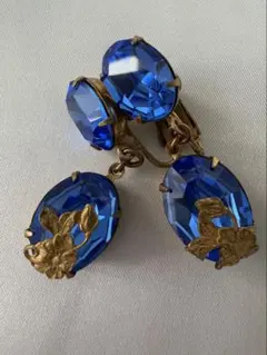 Miriam Haskell ブルービジューイヤリング